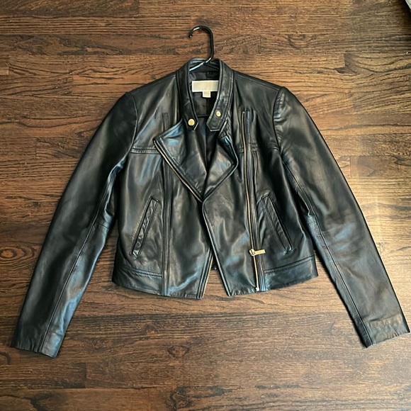 Michael Kors Leather Moto Jacket - Picture 1 of 4